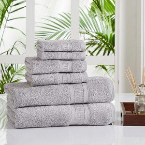 SILVER - 8 Piece Cotton Bath Towel Set